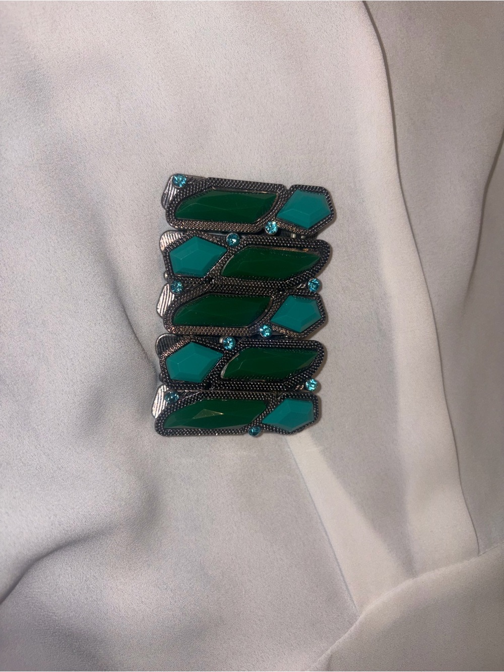 Green & Teal Statement Geometric Bracelet - Picture 3 of 3